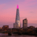 The Shard Lit in Pink at Dusk